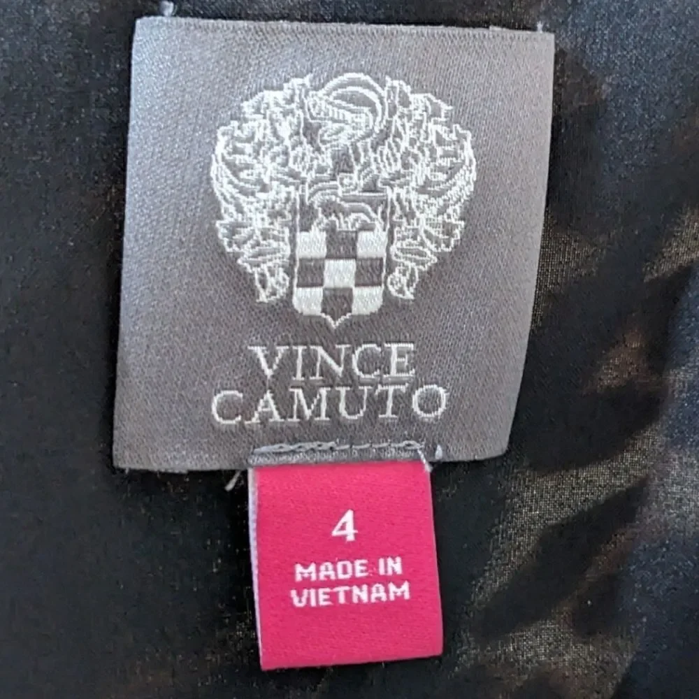 VINCE CAMUTO Animal-Print Cutaway Shift Dress V Neck Sleeveless Women Size 4 NWT